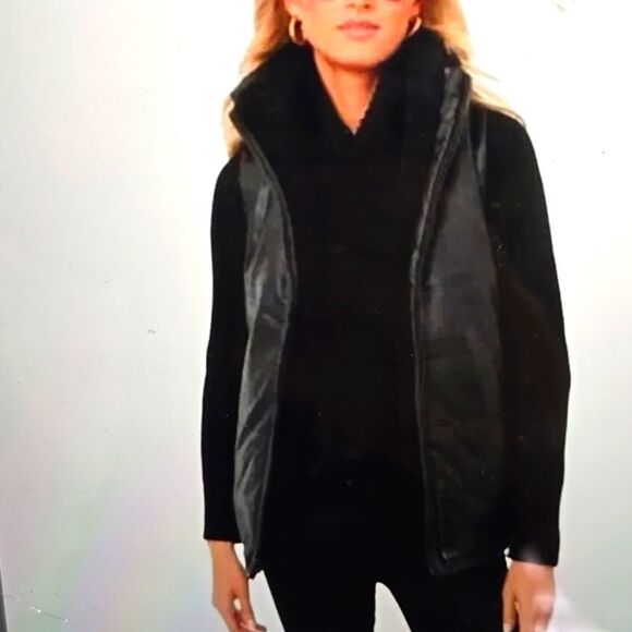 TUCKERNUCK Black Leather and Shearling Reversible Beckham Vest XXXL - Picture 1 of 10